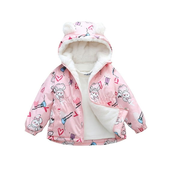 Gpaecead Girls Fleece Lined Windbreaker Long Sleeve Zipper Trendy Loose Winter Fall Jackets 2-8 Years Pink
