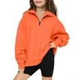 thumbnail image 1 of Gpaecead Girls Half Zip V-Neck Sweatshirt Long Sleeve Pullover Tops Kids Fleece Sweatshirts For 5-14 Years Orange, 1 of 8