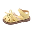 thumbnail image 1 of Gpaecead Girls Hollow Out Closed Toe Lace Bow Sandals Soft Sole Non-Slip Princess Shoes for Toddler Spring Summer Yellow, 1 of 5