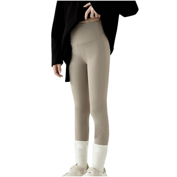 Gpaecead Girls Leggings Cotton Leggings For Toddler Footless Girls Pants Stretchy Baby Girl's Pants Basic Leggings Size 3-10Y Khaki