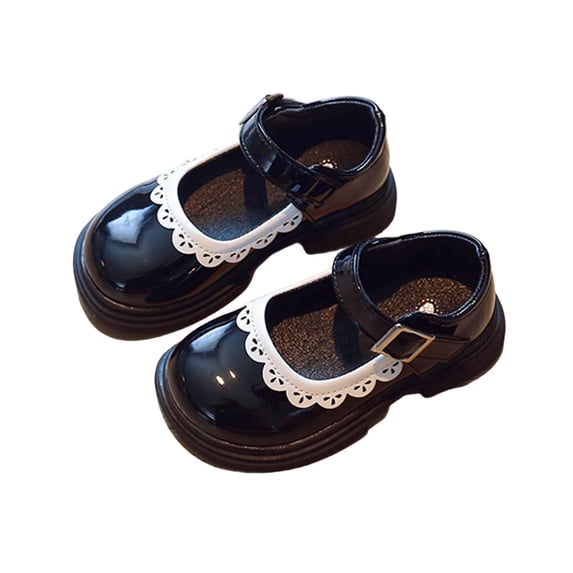 Gpaecead Girls Princess Mary Janes Shoes Round Toe Soft Thick Sole Non Slip Casual Flats For School And Party, Black