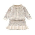 thumbnail image 1 of Gpaecead Girls Princess Skirt Set Long Sleeve Ruffled Skirt 2 Piece Set Knitted Sweater Dress Suit 0-11Y White, 1 of 8