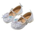 thumbnail image 1 of Gpaecead Girls Rhinestone Bow Crystal Princess Shoes Faux Leather Casual Flats For Party Wedding Dance Performance,A-White, 1 of 8