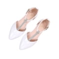thumbnail image 1 of Gpaecead Girls Rhinestone Pointed Toe Mary Jane Flats One Strap Non Slip Sole French Style Dress Shoes For Party,White, 1 of 5