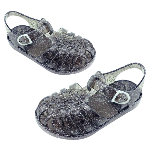 Gpaecead Girls Roman Hollow Out Jelly Sandals Soft Sole Breathable Waterproof Beach Shoes Non Slip Casual For Summer Daily Black