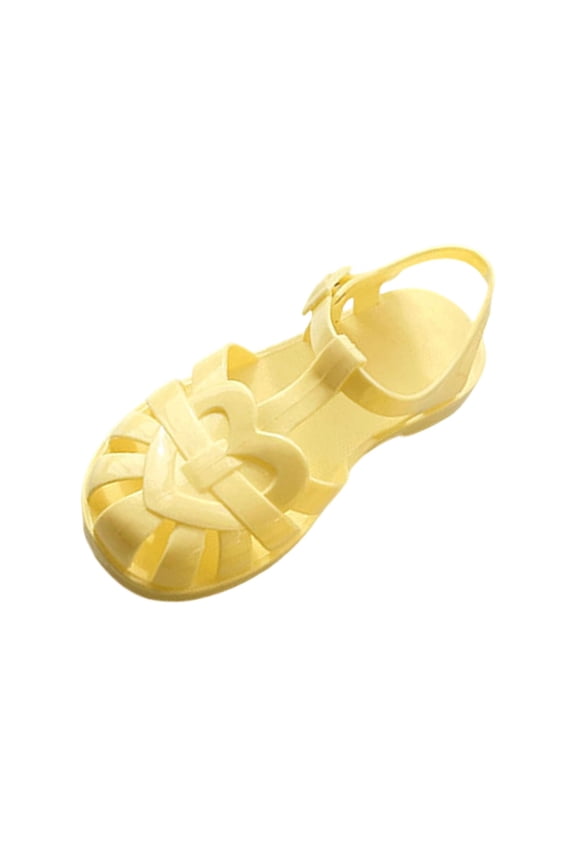 Girls Soft Sole Crystal Jelly Princess Sandals Lightweight Waterproof Non-Slip Beach Shoes for Spring Summer Pool Splash Yellow