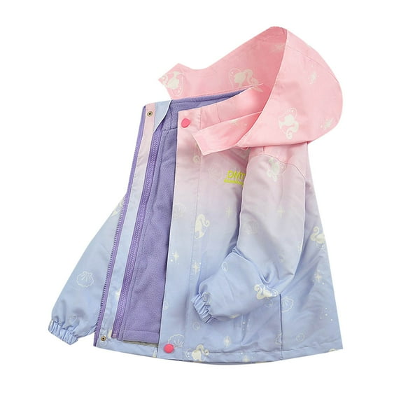 Gpaecead Girls Winter Coat 3 In 1 Waterproof Windbreaker For Kids 5-16Y Detachable Fleece Lining Fall Winter Jacket Toddler Outerwear Purple