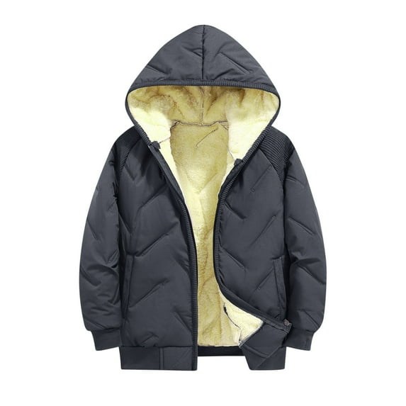 Gpaecead Girls Winter Coat Cotton Fleece Jacket Sherpa Lined Jacket For Girls Dark Gray