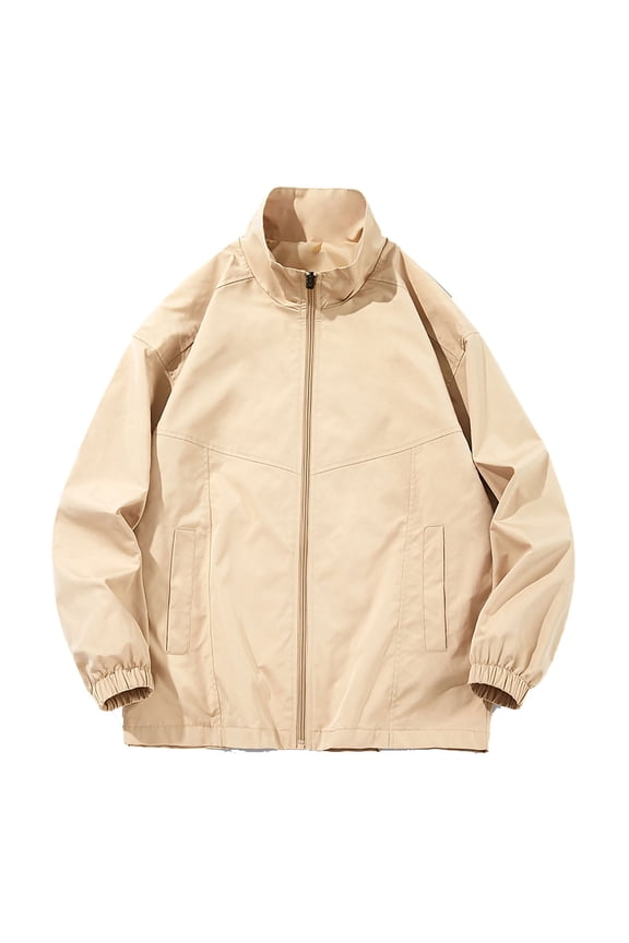 Hiking Jackets Men's Waterproof And Windproof Outdoor Jacket Hiking Breathable Sports Jacket Long Sleeved Stand Up Collar Top Shirt Outdoor Windbreaker Brown