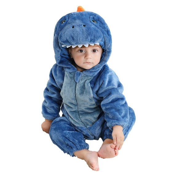 Gpaecead Infant Boy Girl Winter Long Sleeve Thick Romper Outwear Warm Hood Jumpsuit Baby Clothes Soft Warm Pajamas Blue 04