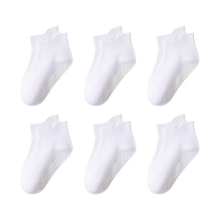 Gpaecead Infants Toddlers 6Pc Baby Socks Kids Boys Girls Non Slip Grip Ankle Socks with Non Skid Soles Summer Comfort Toddler Newborn Crew Socks White 09