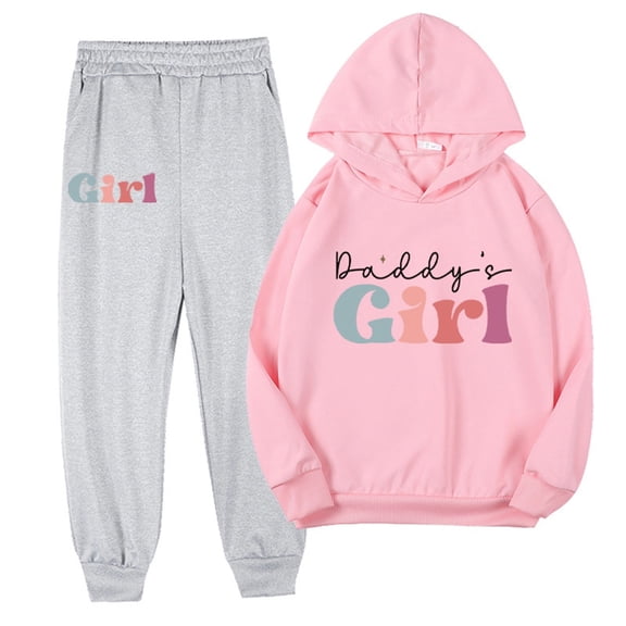 Gpaecead Kid's Fall Outfits For Girl Boy Long Sleeve Hooded Top Pants Casual And Comfortable Two-Piece Set Pink