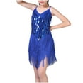 thumbnail image 1 of Gpaecead Kid's Sequin Camisole Dress Girls Stretchy Dance Dress Practice Outfit Tassel Dress Performance Outfit Blue, 1 of 4