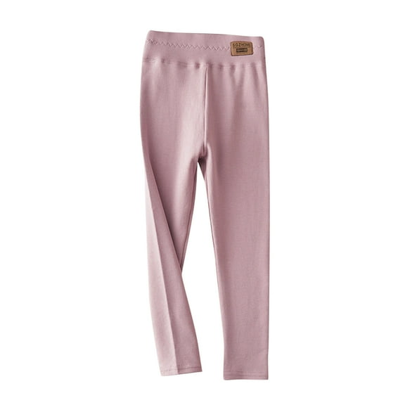 Gpaecead Kid's Solid Color Cotton Leggings Spring Tight High Waisted Yoga Pants Leggings 2-14 Years Pink