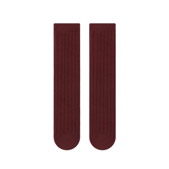Gpaecead Kid's Solid Color Cotton Socks Boys Girls Stockings Claret