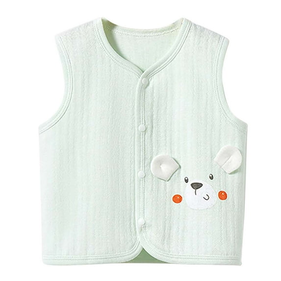 Gpaecead Kid's Spring And Fall Baby Girls Boys Baby Spring Cotton Vest Jacket Sleeveless V-Neck Undershirt Green