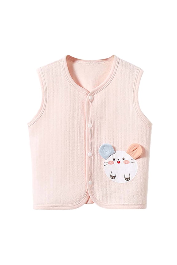 Kid's Spring And Fall Baby Girls Boys Baby Spring Cotton Vest Jacket Sleeveless V-Neck Undershirt Pink