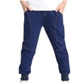 thumbnail image 1 of Gpaecead Kids 7-14 Years Toddler Girls Boys Sweatpants Trendy Cute Solid Color Elastic Sports Pants Cotton Jogger Pants Navy, 1 of 4