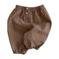 thumbnail image 1 of Gpaecead Kids Baby Boys Girls Elastic Basic Harem Trousers Unisex Casual Lightweight Cotton Loose Long Baggy Pants Toddler Clothes 0-2T Brown, 1 of 4