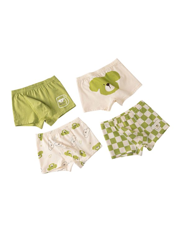 Kids Boys and Toddler 4 Pack Cotton Boxer Briefs Comfort Flex and Comfort Soft Underwear Multiple Packs Green 01