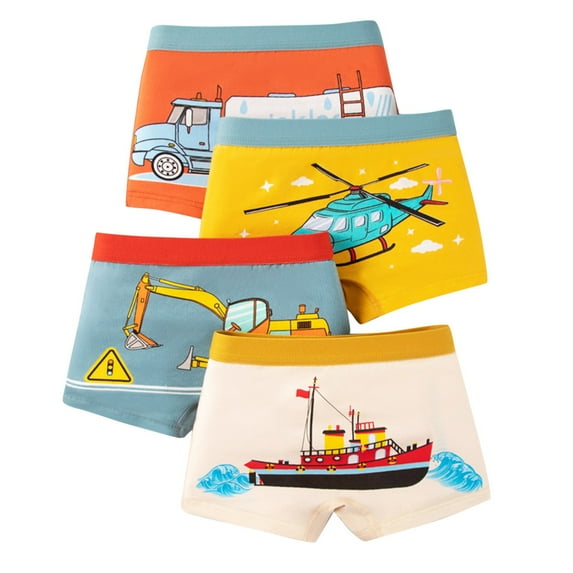 Gpaecead Kids Boys and Toddler 4Pc Underwear Comfort Flex and Comfort Soft Boxer Briefs Multiple Packs Orange 06