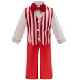 thumbnail image 1 of Gpaecead Kids Christmas Suit Boys Gentleman Long Sleeve Collar Red White Striped Suit Vest Shirt Pants Tie Party Outfits Red, 1 of 8