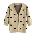 thumbnail image 1 of Gpaecead Kids Girls Casual Sweater Cardigan Jacket Sweater Open Front Knit Sweater Khaki, 1 of 5