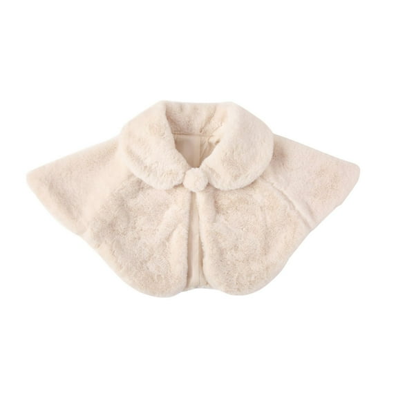 Gpaecead Kids Girls Faux Fur Princess Shawl Wraps Girls Coat Jacket Flower Cape Wedding Party Dress Beige