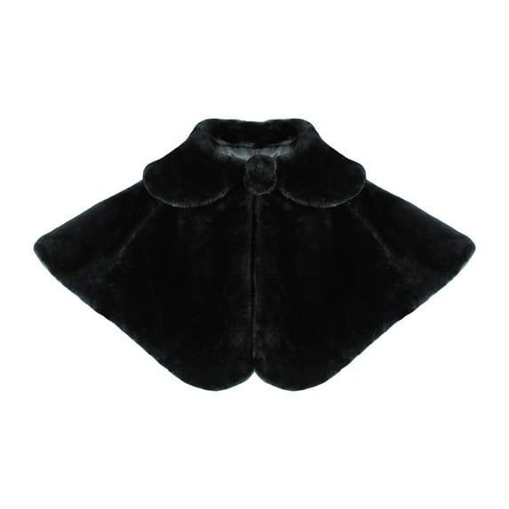 Gpaecead Kids Girls Faux Fur Princess Shawl Wraps Girls Coat Jacket Flower Cape Wedding Party Dress Black