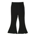 thumbnail image 1 of Gpaecead Kids Girls Flare Ribbed Leggings 1-9 Years Elastic Waist Fashion Cute Elastic Cotton Leggings Black, 1 of 6