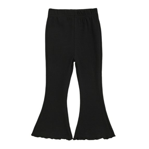 Gpaecead Kids Girls Flare Ribbed Leggings 1-9 Years Elastic Waist Fashion Cute Elastic Cotton Leggings Black
