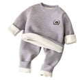 thumbnail image 1 of Gpaecead Kids Long Sleeve 2 Piece Set Fleece Lined Thermal Underwear Set Crew Neck Top And Pants Winter Homewear Gray, 1 of 6