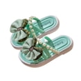 thumbnail image 1 of Gpaecead Kids Princess Pearl Bow Slide Sandals Thick Bottom Roman Non Slip Spring Summer Beach Shoes,C-Green, 1 of 3