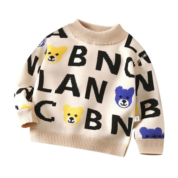 Gpaecead Kids Sweater For Toddler Girls Boys Printed Winter Fleece Lined Sweater Thickened Toddler Kid's Round Neck Tops Multicolor