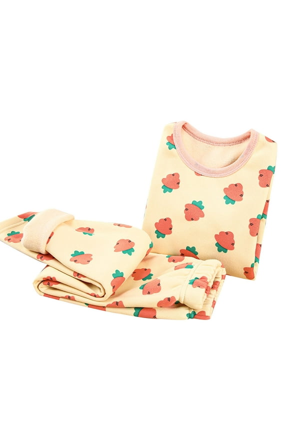 Kids Thermal Underwear Set Toddler Winter Base Layer Soft Long Johns For Boys Girls 1-13Y Hot Pink