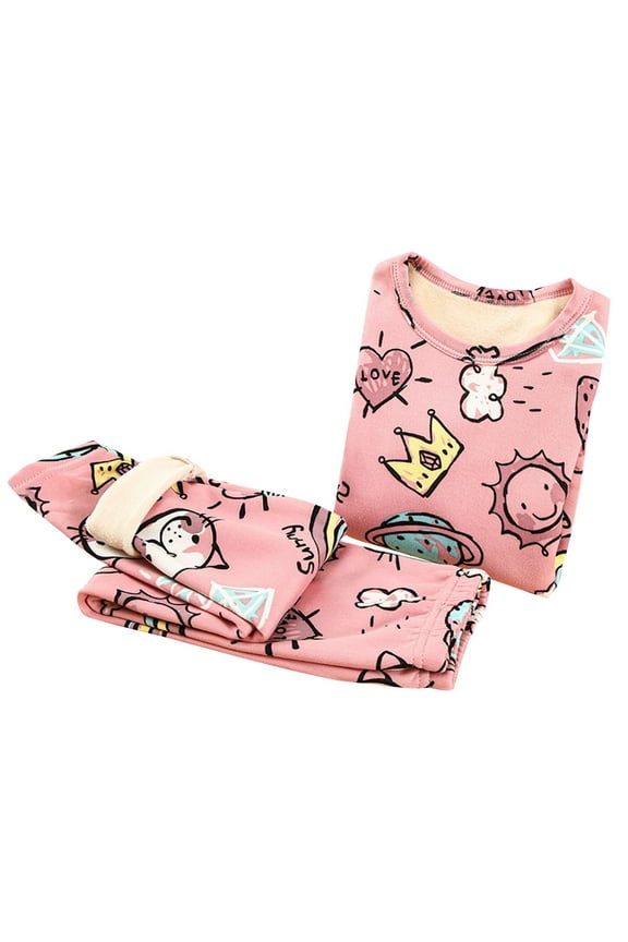 Kids Thermal Underwear Set Toddler Winter Base Layer Soft Long Johns For Boys Girls 1-13Y Red