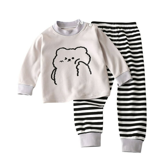 Gpaecead Kids Toddler Boys Girls Baby Lounge Set Long Sleeve Crewneck Top Pant Set Casual Printed Tops Long Pants Sets Gray 05