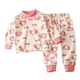 thumbnail image 1 of Gpaecead Kids Toddler Boys Girls Baby Lounge Set Long Sleeve Crewneck Top Pant Set Casual Printed Tops Long Pants Sets Pink 03, 1 of 3