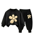thumbnail image 1 of Gpaecead Kids Toddler Boys Girls Long Sleeve Crewneck Top Sets Printed Loose Sweat Outfits Hoodie and Sweatpants Set Black, 1 of 4