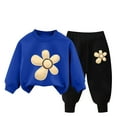 thumbnail image 1 of Gpaecead Kids Toddler Boys Girls Long Sleeve Crewneck Top Sets Printed Loose Sweat Outfits Hoodie and Sweatpants Set Blue, 1 of 4
