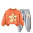 thumbnail image 1 of Gpaecead Kids Toddler Boys Girls Long Sleeve Crewneck Top Sets Printed Loose Sweat Outfits Hoodie and Sweatpants Set Orange, 1 of 4
