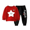 thumbnail image 1 of Gpaecead Kids Toddler Boys Girls Long Sleeve Crewneck Top Sets Solid Multi-Color Hoodie and Pants Set Casual Hoodie Winter Hoodie and Sweatpants Set Red, 1 of 4