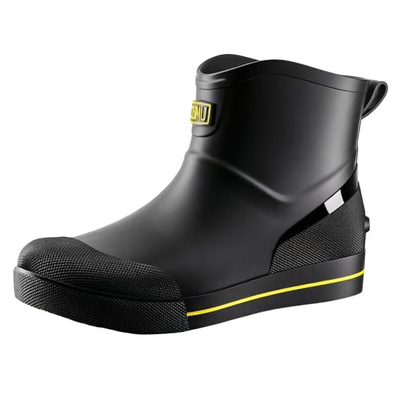 Gpaecead Men Ankle Rain Boots Pvc Waterproof Work Shoes Non Slip For All Seasons Outdoor Fishing Gardening, Yellow