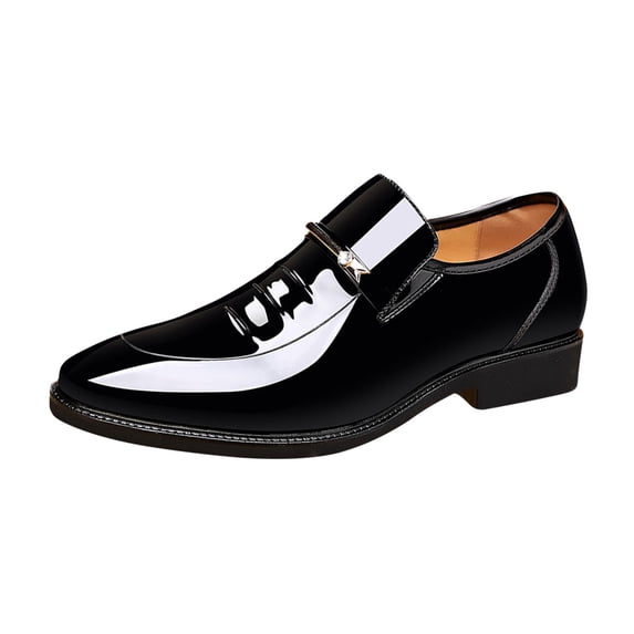 Gpaecead Men British Business Formal Dress Shoes Solid Color Soft Sole Faux Leather Summer Office Meeting Flats, Black
