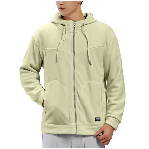 Gpaecead Men's Polar Fleece Jacket Lightweight Full Zip Jackets Outdoor Casual Soft Warm Coat With Pockets Green