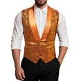 thumbnail image 1 of Gpaecead Mens Sequin Vest V Neck Prom Vest Jacket Shiny Party Dress Suit Waistcoat Orange, 1 of 9