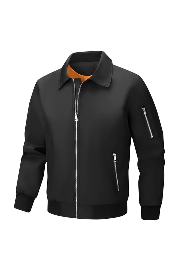 Military Jackets Men's Casual Jacket Workwear Jacket Flight Suit Casual Light Fashion Long Sleeved Hooded Casual Jacket Black