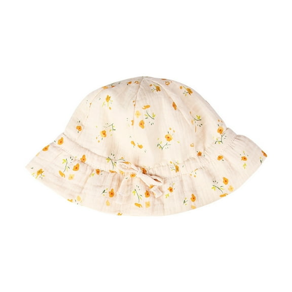 Gpaecead Newborn Baby Adjustable Fisherman Hat Cotton Floppy Sun-Hat with 50+ Upf Protection Sun Hat Fisherman Hat Yellow 02