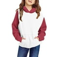 thumbnail image 1 of Gpaecead Oversized Hooded Sweatshirt Kids Color Block Long Sleeve Pullover Tops 4-14 Years For Girls And Boys Red, 1 of 6