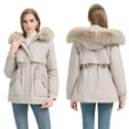 thumbnail image 1 of Gpaecead Parka Womens Winter Puffer Jackets Thicken Fleece Lined Coat Warm Parkas Jacket With Faux Fur Hood Beige, 1 of 8